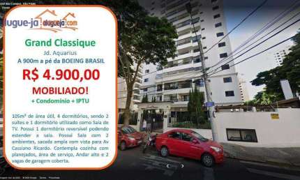 Apartamento Mobiliado para Alugar no Jardim Aquarius com 4 quartos  105m²