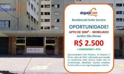 Apartamento com 1 dormitório para alugar, 50 m² por R$ 2.990,00/mês - Jardim São Dimas - São José dos Campos/SP