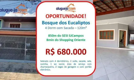 Sobrado com 4 dormitórios à venda, 120 m² por r$ 680.000,00 - bosque dos eucaliptos - são josé dos campos/sp