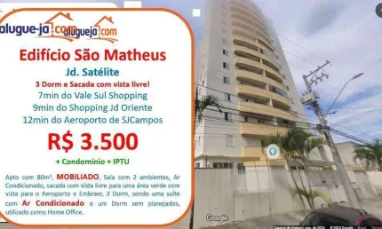 Apartamento com 3 dormitórios para alugar, 80 m² por r$ 4.230,00/mês - jardim satélite - são josé dos campos/sp