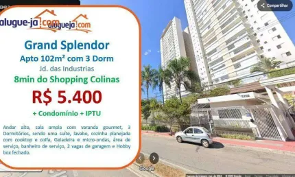 Apartamento com 3 dormitórios para alugar, 102 m² por r$ 6.525,00/mês - jardim das indústrias - são josé dos campos/sp