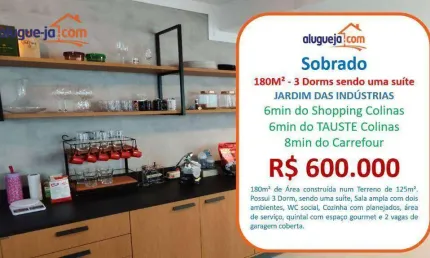 Sobrado com 3 dormitórios à venda, 180 m² por r$ 600.000,00 - jardim das indústrias - são josé dos campos/sp