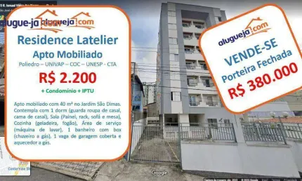 Apartamento com 1 dormitório, 40 m² - venda por r$ 380.000,00 ou aluguel por r$ 2.815,00/mês - jardim são dimas - são josé dos campos/sp