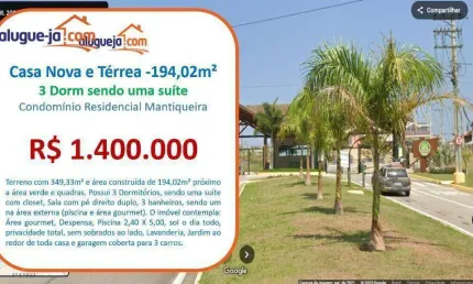 Casa com 3 dormitórios à venda, 194 m² por r$ 1.400.000,00 - condomínio residencial mantiqueira - são josé dos campos/sp