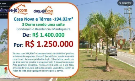 Casa com 3 dormitórios à venda, 194 m² por r$ 1.250.000,00 - condomínio residencial mantiqueira - são josé dos campos/sp