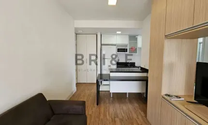 Apartamento para locação/venda 44m²,  mobiliado, 1 suíte, varanda, 1 vaga. brooklin, sp.