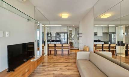 Apartamento para locação/venda 44m², 1 quarto, varanda, 1 vaga. Brooklin, SP.