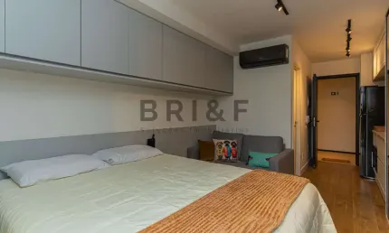 Studio para locação no brooklin, 24m², mobiliado, sem vaga, com lazer completo