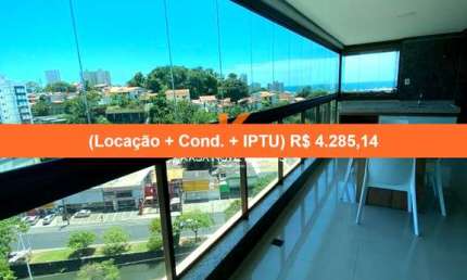 Apartamento para locação no Horto Florestal, Salvador-BA: 1 quarto, 1 suíte, 1 sala, 1 banheiro, 1 vaga de garagem - 62,50 m² de área.