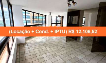 Aluguel de Apartamento de Luxo na Graça, Salvador-BA: 3 Quartos, 3 Suítes, 2 Salas, 5 Banheiros, 3 Vagas de Garagem.