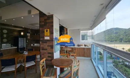 Cobertura duplex - pe na areia com vista definitiva para o mar, canal e serra à venda em bertioga-sp, centro: 2 quartos, 2 vagas, 136m².