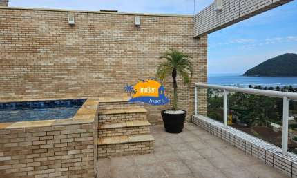 Cobertura duplex à venda no Centro de Bertioga com vista para o mar e para a serra