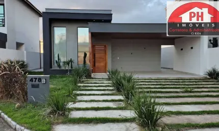 Casa nova com piscina, suíte com closet e área gourmet condomínio de luxo
