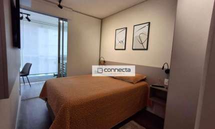 Studio mobiliado no Centro de Guarulhos, 39 m², 01 vaga de garagem privativa.