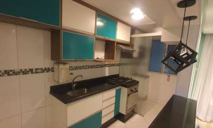 Apartamento no Parque São Vicente com 59m², 2 dormitórios, sala, cozinha americana, área de serviço, 1 vaga de garagem.