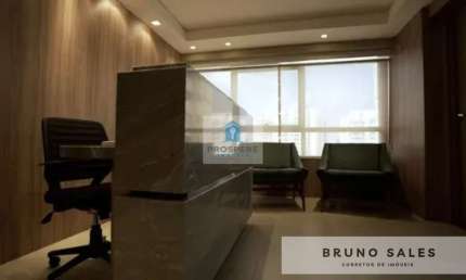 Sala comercial em Alphaville totalmente mobiliada com 98m² pronta para trabalhar com 2 vagas de garagem.