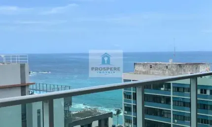 Apartamento na barra, vista mar, mobiliado, 1 quarto, 1 sala, 1 vaga de garagem, varanda.