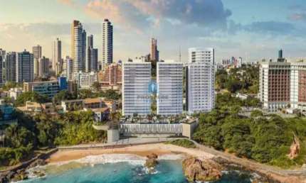 Apartamento no Beach Class Ondina, 2 quartos sendo 1 suíte, varanda e 1 vaga de garagem