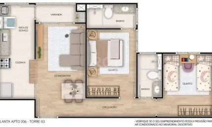 Apartamento para Venda - 56.77m², 2 dormitórios, sendo 1 suites, 1 vaga - Camaqu