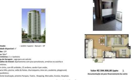 Apartamento a venda com 58m2, 2 quartos e 1 vaga - Jardim Tupanci - Barueri/SP