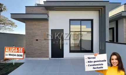 Casa térrea para locação, não geminada, condomínio fechado, 3 dormitórios (1 suíte), 77m² (lançamento – nunca habitada) - $3.000 – Chácaras Maringá –