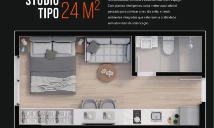 Studios para Venda entrada a partir de 19 mil de entrada, Fluxo em 100 meses direto com  construtora