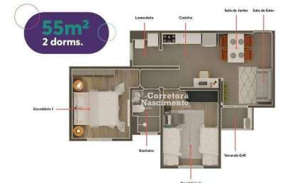 Apartamento com 2 dormitórios à venda, 55 m² por R$ 239.500,00 - Loteamento Jardim Sol Nascente - Jacareí/SP