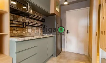 Studio MOBILIADO para locação com 25m²,1 quarto  sem vaga no Brooklin, ao lado da estação de Metrô