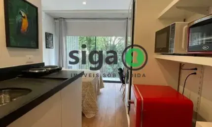 Studio para locação MOBILIADO com 28m², 1 quarto, 1 vaga livre e grande na Vila Madalena