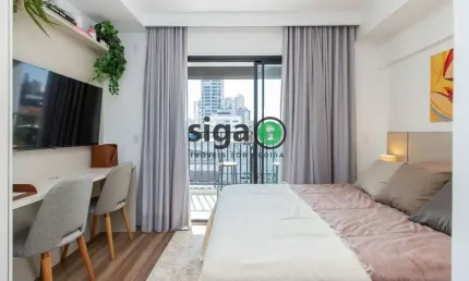 Apartamento studio mobiliado para venda no alto da boa vista, são paulo - sp