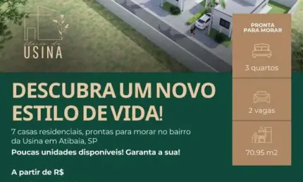 Casa em Condomínio para Venda em Atibaia, Jardim Paraíso da Usina, 3 dormitórios, 1 suíte, 2 banheiros, 2 vagas
