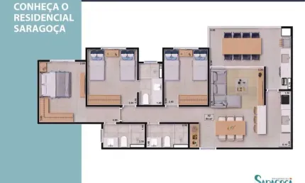 Unidade 1º andar - Apto 94m² - 3 dorm/2 suítes - Sumaré - Caraguatatuba-SP