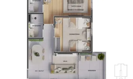 Apartamento 2dorm/1Suíte -58,57m² - Massaguaçu - Caraguatatuba-SP