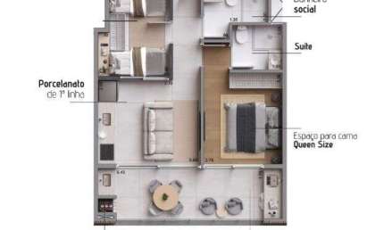 Apto 2Dorm/1suíte - 53,40m² - Praia das Toninhas - Ubatuba-SP