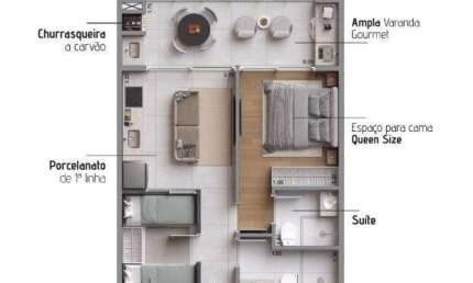 Apto 2dorm/1suíte  -51,70m² - Praia das Toninhas - Ubatuba-SP