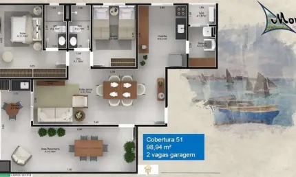 Cobertura - 2dorm/1suíte -98,94m² - Centro - Ubatuba-SP