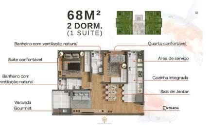 Unidade - 67,77m² - 2 dorm/1suíte, Praia do Perequê-Açu, Ubatuba-SP