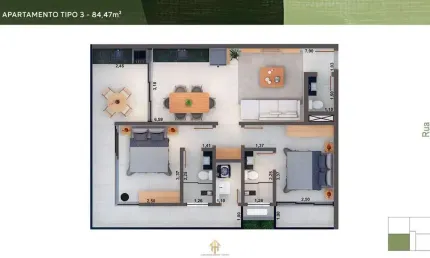 Unidade - 84,47m² - 2 dorm/2suítes, Barra da Lagoa, Ubatuba-SP