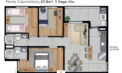 Apto 3dorm/1suíte - 67,80m² - Parque Industrial, São josé dos Campos -SP