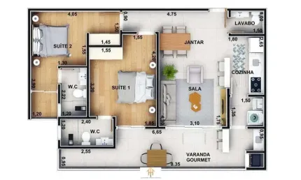 Apto 2dorm/2Suítes - 73,73m²- Barra da Lagoa - Ubatuba-SP