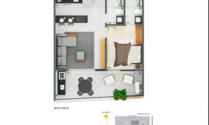 Apto -  1dorm/1suíte -  59,85mm² - Tenório - Ubatuba-SP