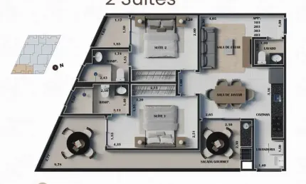 Apto - 2dorm/2suítes  - 80,05m² - praia grande - ubatuba-sp