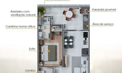 1dorm/1 suíte -43,98m² , Praia do Perequê-Açu, Ubatuba-SP