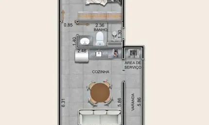 Apto 1 dorm - 44,50m² - Praia do Perequê-Açu, Ubatuba-SP