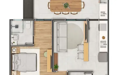 1Dorm/suíte, 53,50m² - Porto Novo, Caraguatatuba-SP