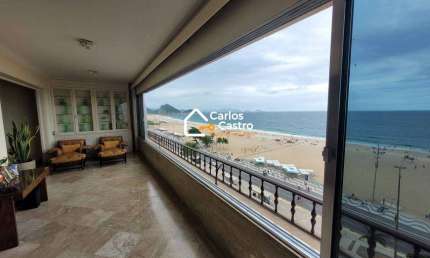 Apto Av. Atlântica - Copacabana p/ venda com 273 m², 3 Qts, 1 Suíte e 2 Vagas. Finamente Mobiliado.