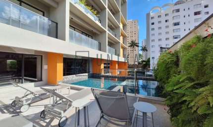 Apartamento de luxo Totalmente Mobiliado, para locação no bairro Cambuí, Campinas-SP: 1 quarto, 1 suíte, 1 sala, 1 vaga de garagem, 42m².