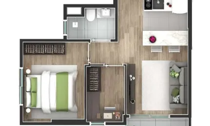 1ª locação, Um quarto + escritório. Apartamento bem mobiliado para locação
