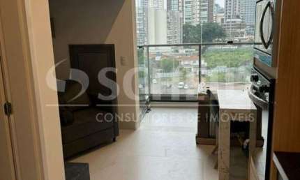 Studio Mobiliado no Brooklin 27m², 1 quarto, 1 banheiro, sala, à 150 metros da estação do  metro.