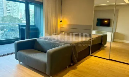 Apartamento studio 41m² mobiliado para locação no cond habitarte verde - brooklin, 1 vaga de garagem